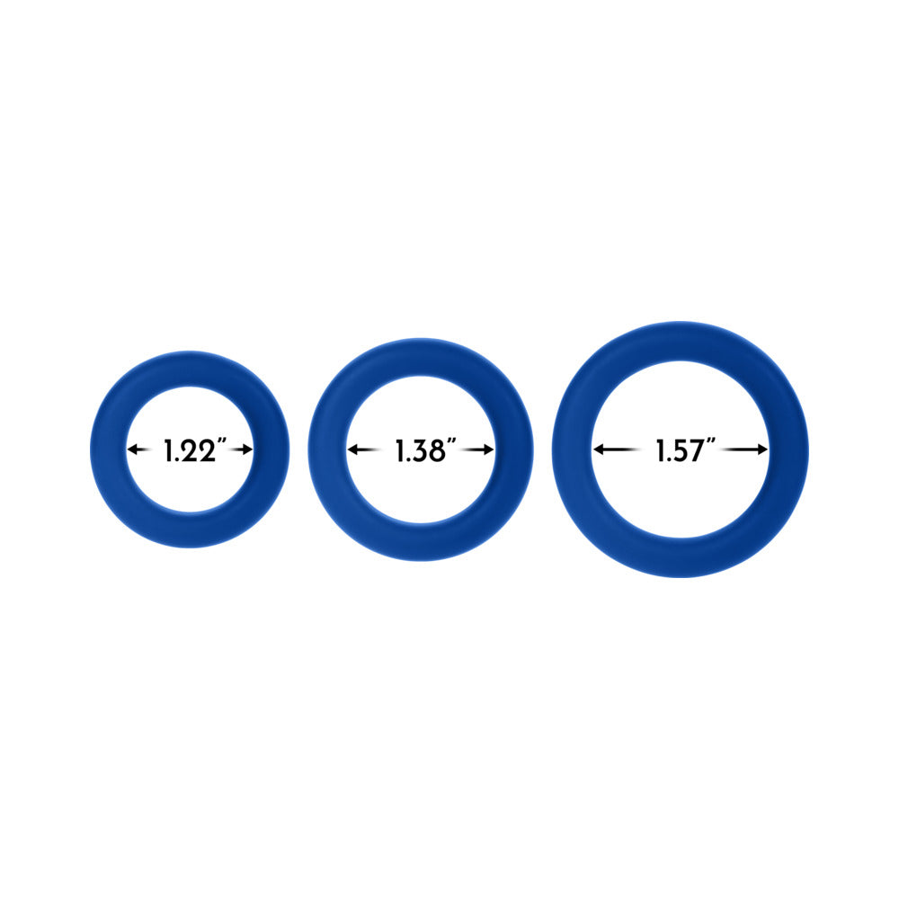 Forto F-61 3-Piece Silicone Cockring Set – Blue
