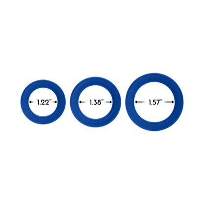 Forto F-61 3-Piece Silicone Cockring Set – Blue