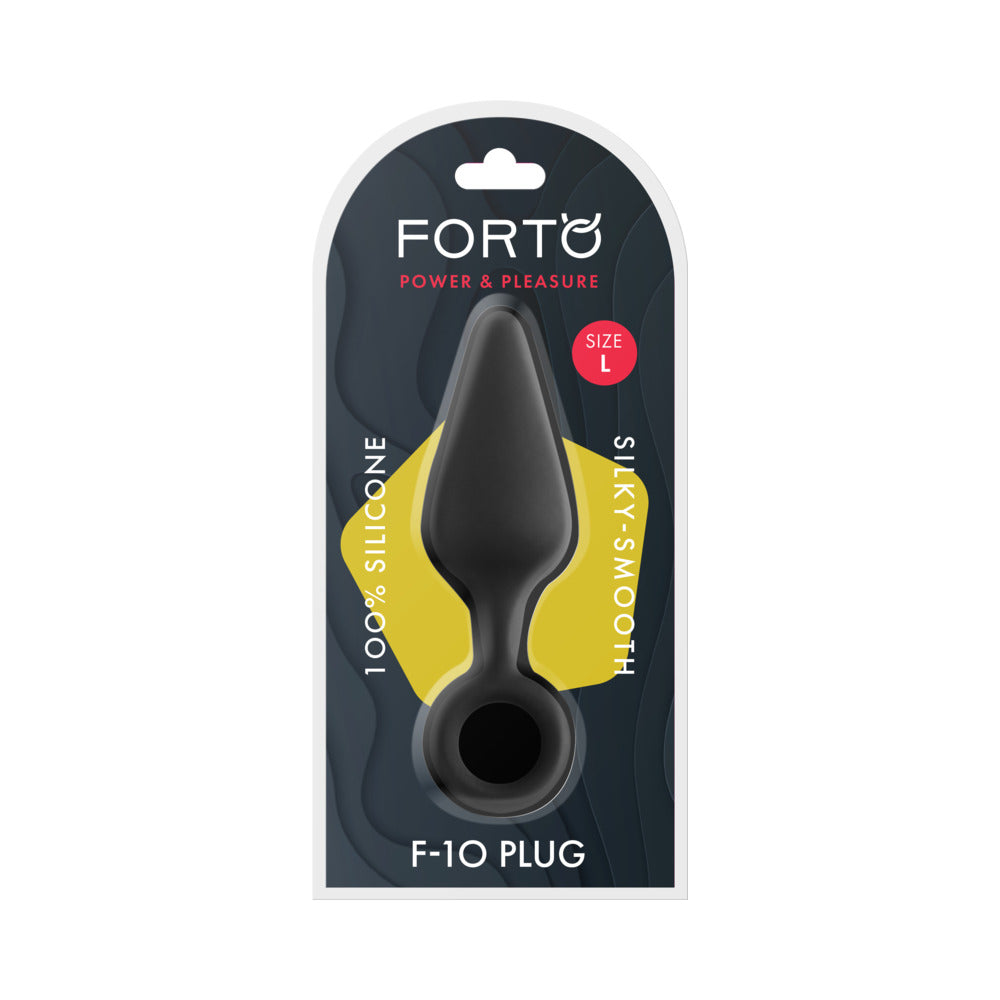 Forto F-10 Silicone Anal Plug – Large Black with Pull Ring