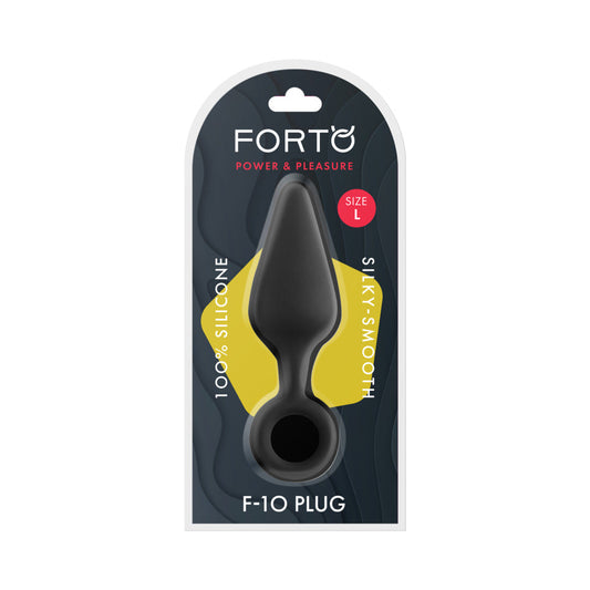 Forto F-10 Silicone Anal Plug – Large Black with Pull Ring
