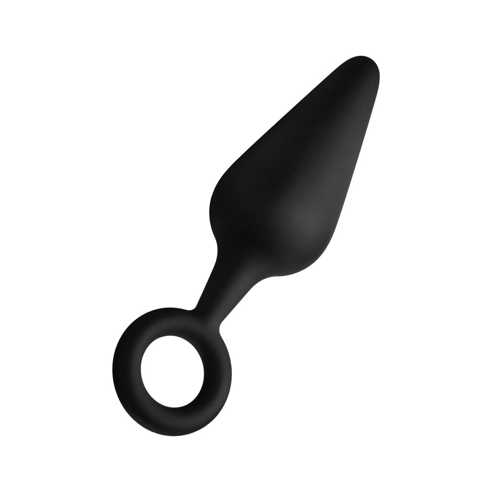 Forto F-10 Silicone Anal Plug – Large Black with Pull Ring
