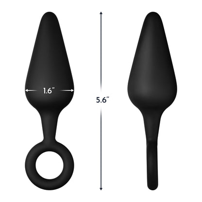 Forto F-10 Silicone Anal Plug – Large Black with Pull Ring