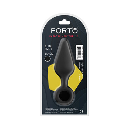 Forto F-10 Silicone Anal Plug – Large Black with Pull Ring