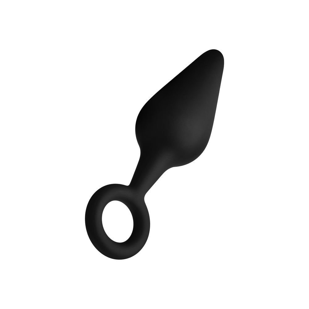 Forto F-10 Medium Silicone Anal Plug with Pull Ring - Black