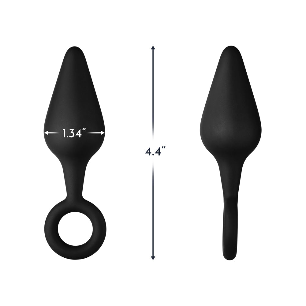 Forto F-10 Medium Silicone Anal Plug with Pull Ring - Black