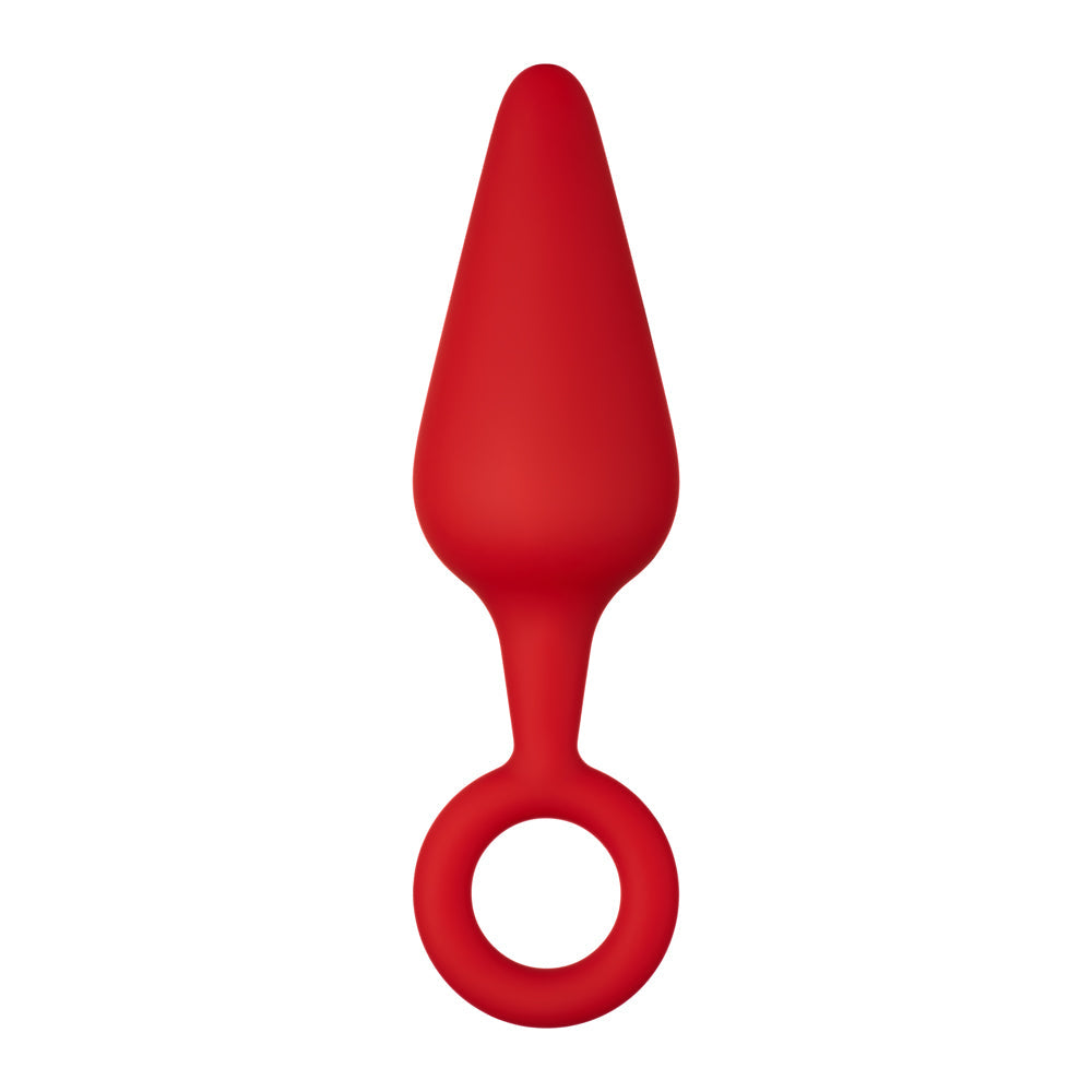 Forto F-10 Large Silicone Anal Plug with Pull Ring – Red