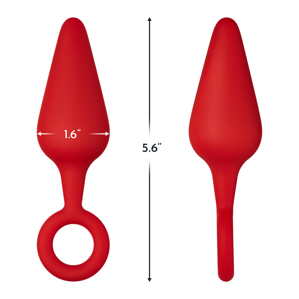 Forto F-10 Large Silicone Anal Plug with Pull Ring – Red