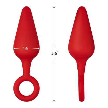 Forto F-10 Large Silicone Anal Plug with Pull Ring – Red