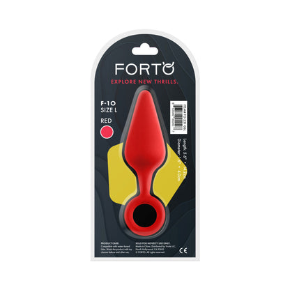 Forto F-10 Large Silicone Anal Plug with Pull Ring – Red