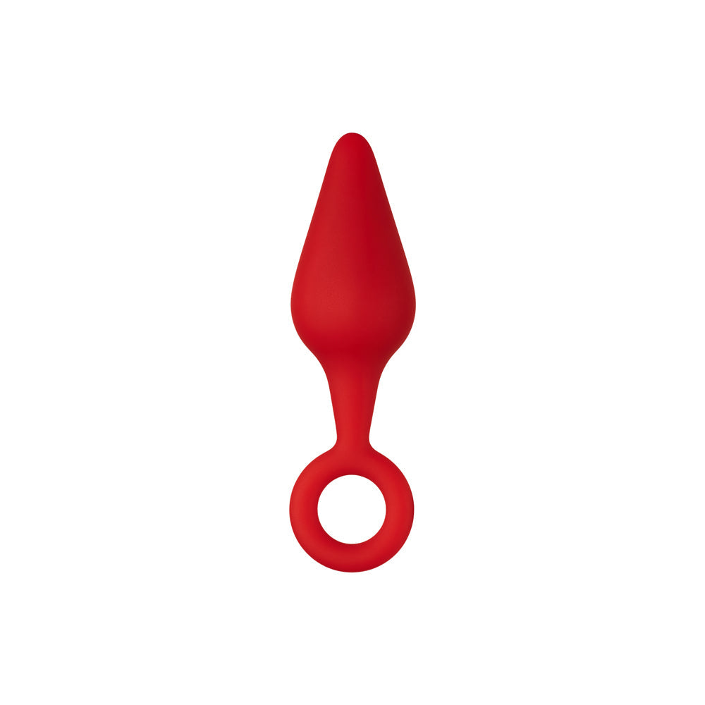 Forto F-10 Silicone Anal Plug – Small Red with Pull Ring