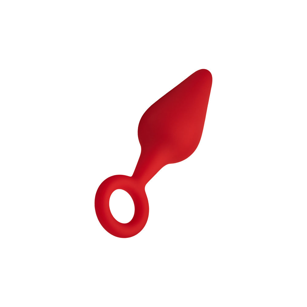 Forto F-10 Silicone Anal Plug – Small Red with Pull Ring