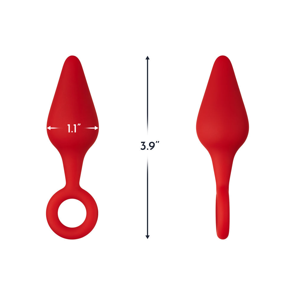 Forto F-10 Silicone Anal Plug – Small Red with Pull Ring