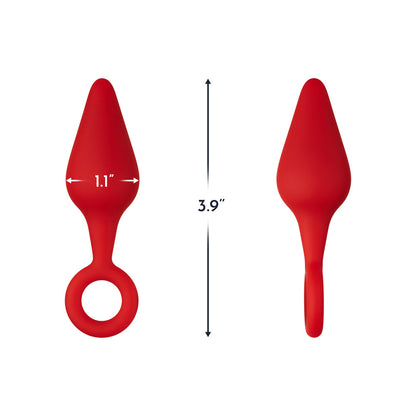Forto F-10 Silicone Anal Plug – Small Red with Pull Ring