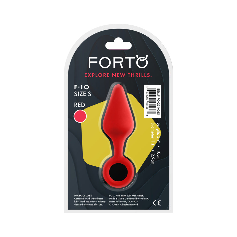 Forto F-10 Silicone Anal Plug – Small Red with Pull Ring