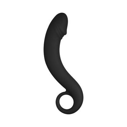 Forto F-19 Silicone Anal Plug – Black – Curved Shape with Ring Base