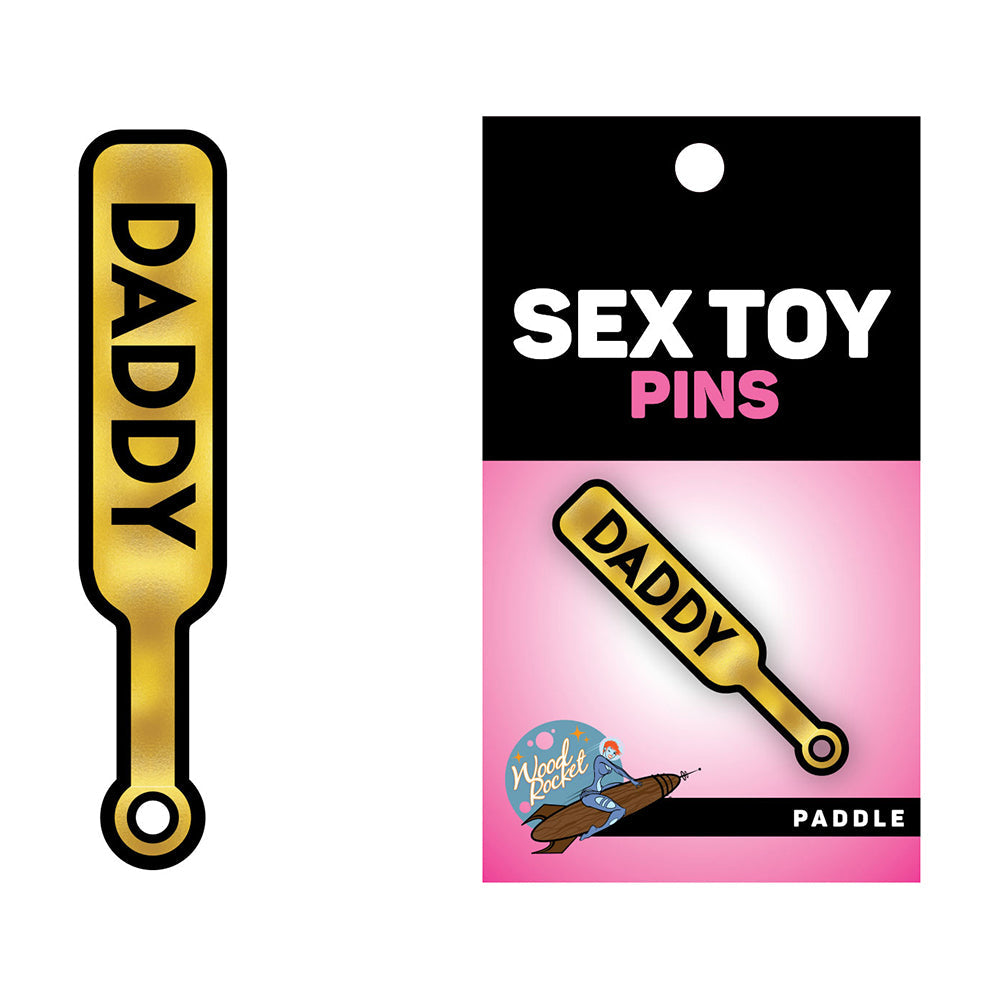 Wood Rocket Daddy Paddle Soft Enamel Lapel Pin – Gold