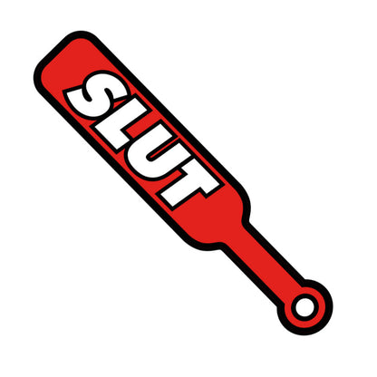 Wood Rocket Sex Toy Pin Paddle – Red with White Text