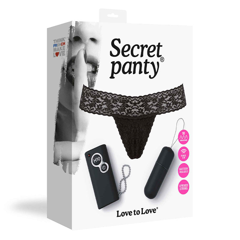 Love to Love Secret Panty Vibrating Panty Set - Black - 10 Vibration Modes