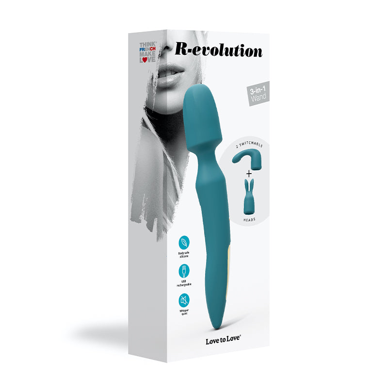 Love to Love R-evolution Rechargeable 3-in-1 Wand Vibrator - Teal