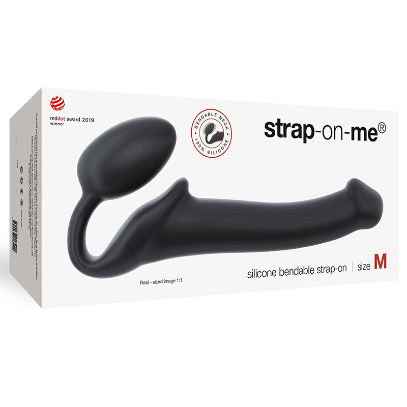 Strap-On-Me Bendable Silicone Strap-On Dildo – Black – Medium