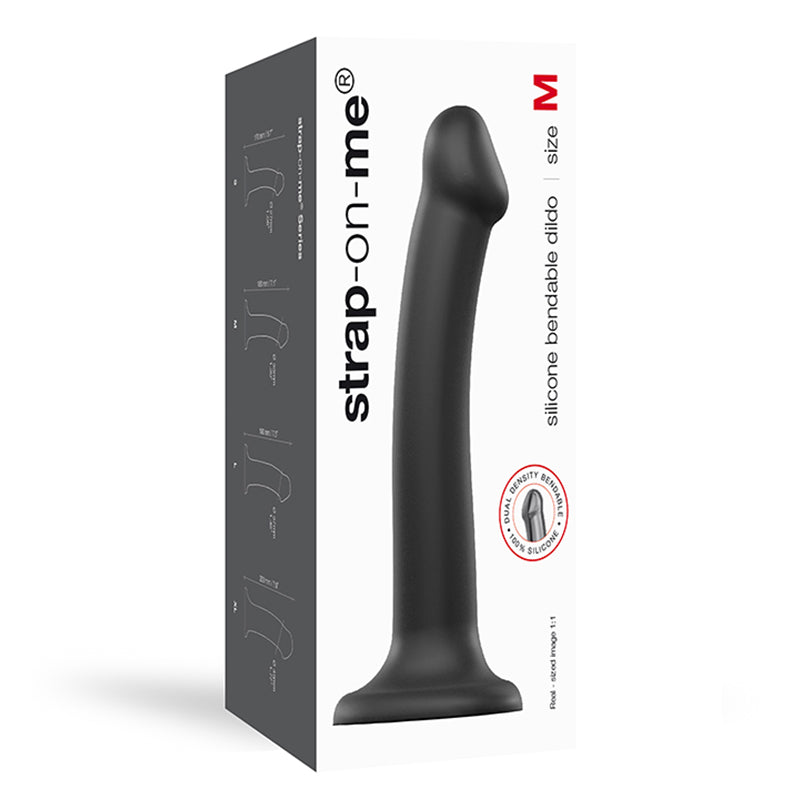 Lovely Planet Bendable Dual-Density Silicone Dildo with Suction Cup – Black, Size M