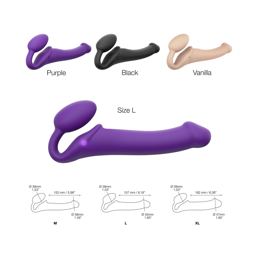 Strap-On-Me Rechargeable Remote-Controlled Silicone Vibrating Bendable Strap-On - Purple