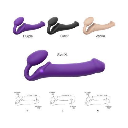Strap-On-Me Rechargeable Remote-Controlled Silicone Vibrating Bendable Strap-On - Purple XL