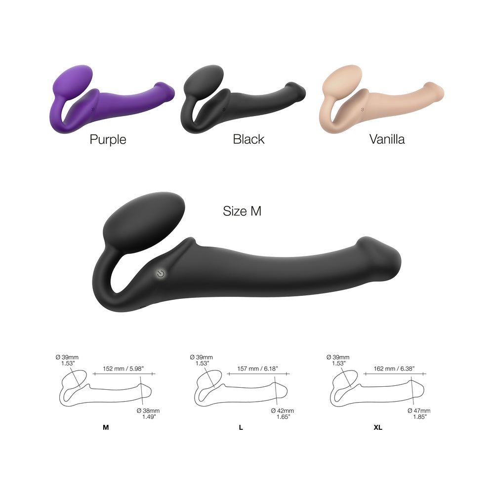 Strap-On-Me Rechargeable Remote-Controlled Silicone Vibrating Bendable Strap-On – Black