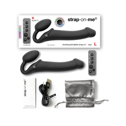 Strap-On-Me Rechargeable Remote-Controlled Silicone Vibrating Bendable Strap-On – Black