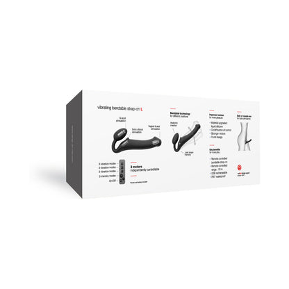 Strap-On-Me Rechargeable Remote-Controlled Silicone Vibrating Bendable Strap-On – Black
