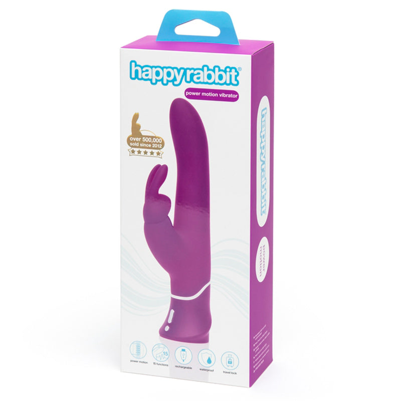 Happy Rabbit Power Motion Rechargeable Silicone Rabbit Vibrator - Purple