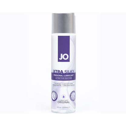 JO Xtra Silky Silicone Lubricant 4 oz - Clear - Long-Lasting Glide with Vitamin E
