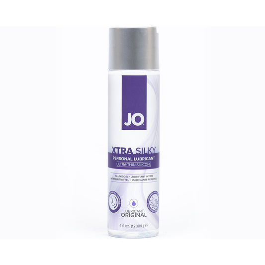 JO Xtra Silky Silicone Lubricant 4 oz - Clear - Long-Lasting Glide with Vitamin E