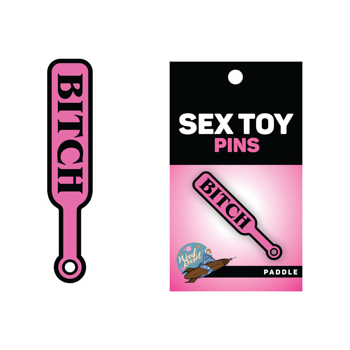 Wood Rocket Pin Bitch Paddle – Hot Pink Metal Accessory