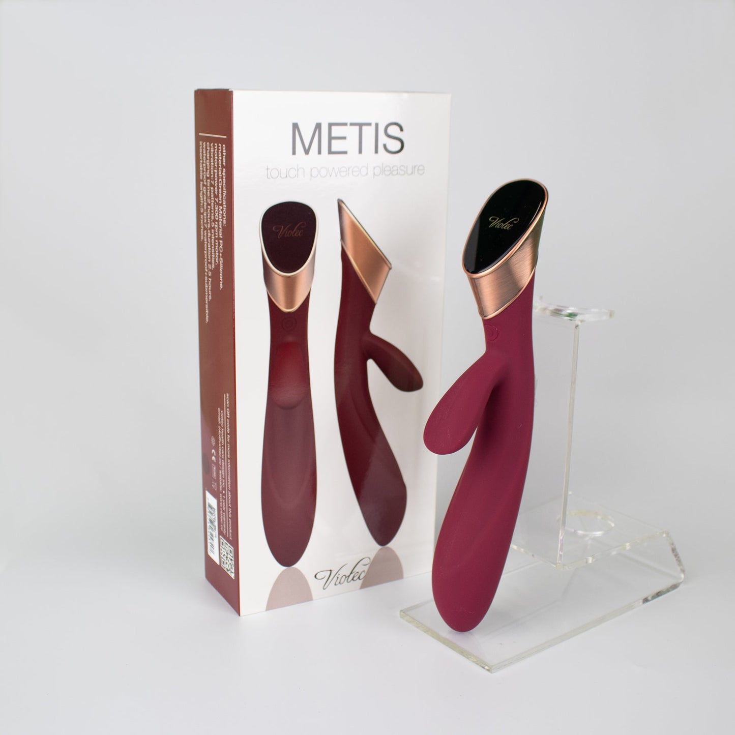 Viotec Metis Touch Panel Rabbit Vibrator – Wine Red – Dual Stimulation