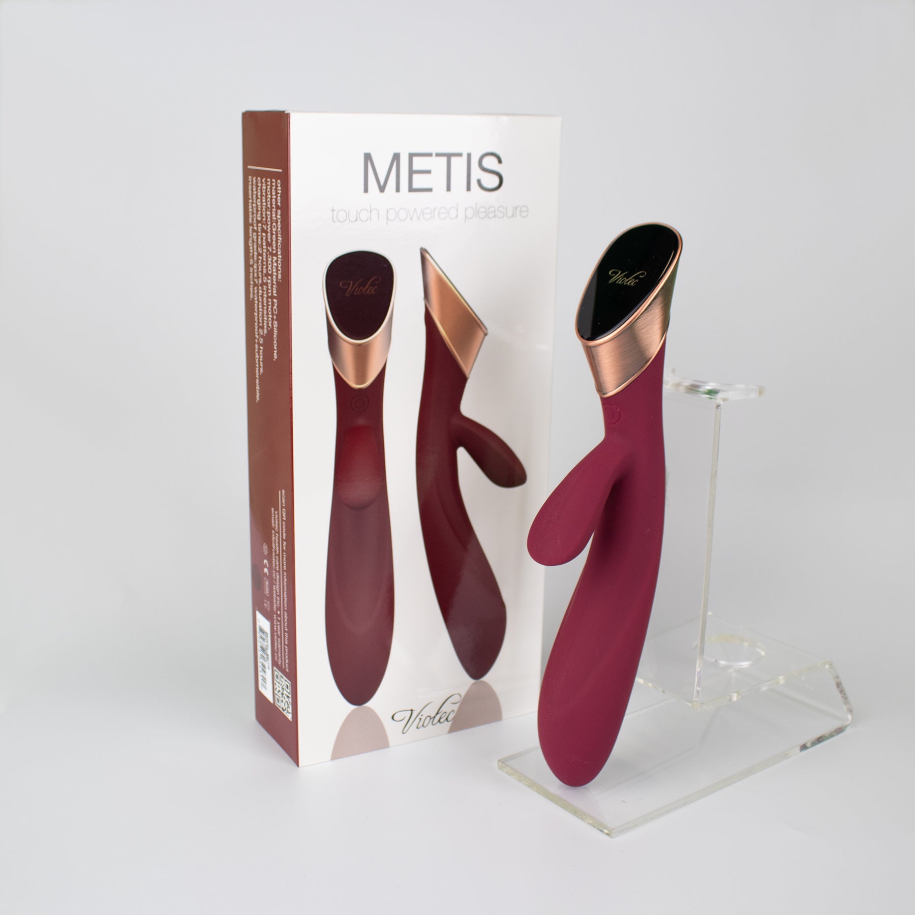 Viotec Metis Touch Panel Rabbit Vibrator – Wine Red – Dual Stimulation