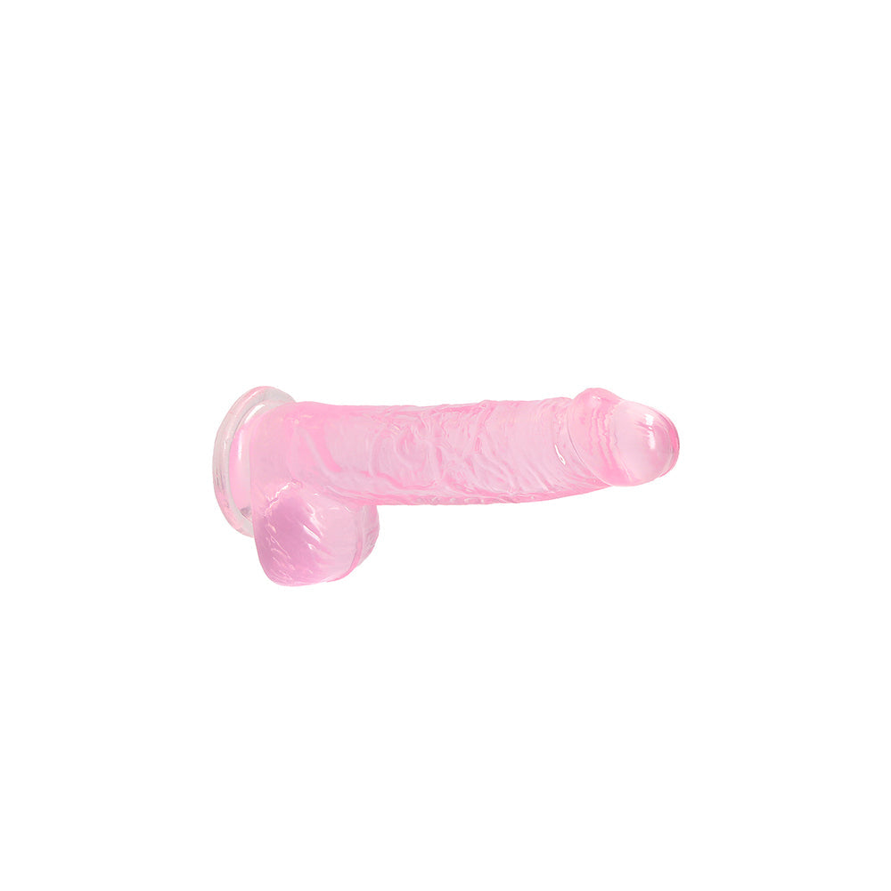 RealRock Crystal Clear 6 in. Dildo with Suction Cup – Pink