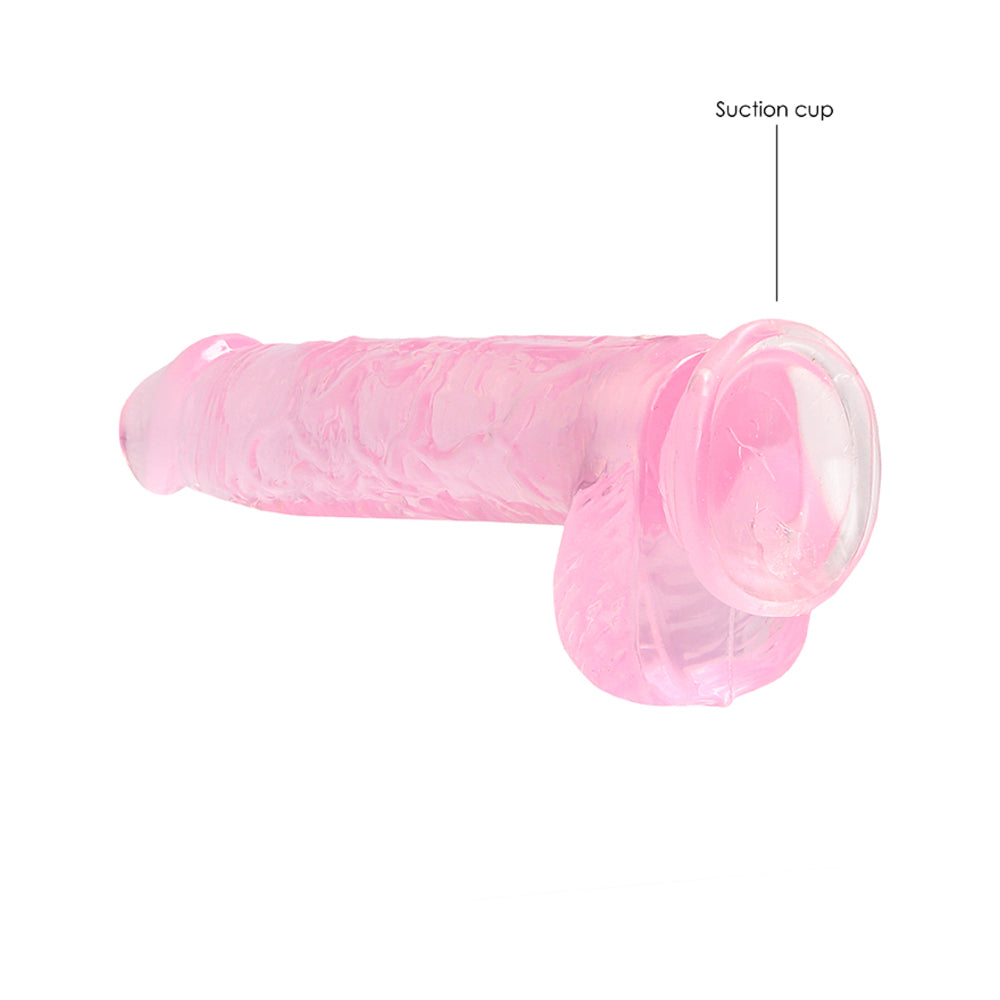 RealRock Crystal Clear 6 in. Dildo with Suction Cup – Pink
