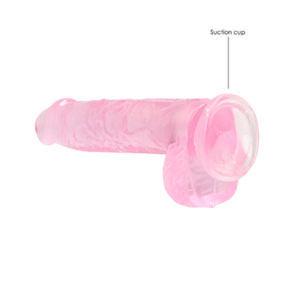 RealRock Crystal Clear 6 in. Dildo with Suction Cup – Pink