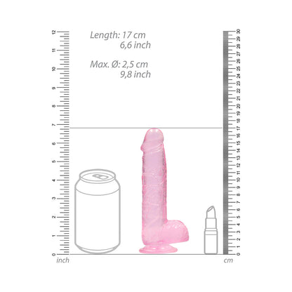 RealRock Crystal Clear 6 in. Dildo with Suction Cup – Pink