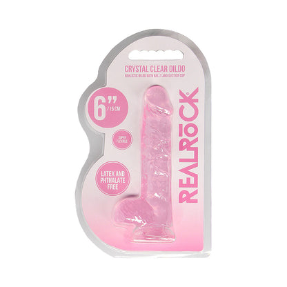 RealRock Crystal Clear 6 in. Dildo with Suction Cup – Pink