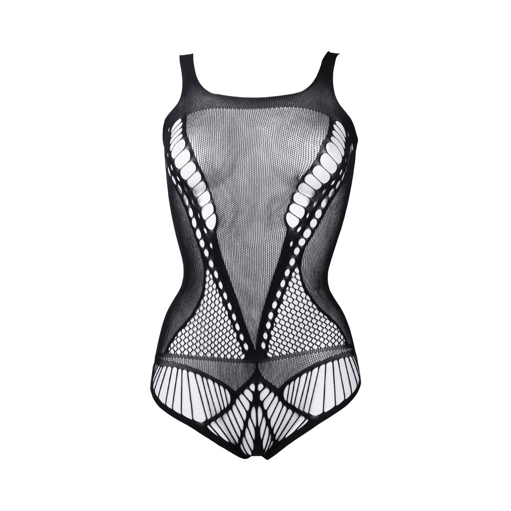Le Desir Contrast Net Teddy – Stretchy Black Lingerie with Opaque Sides