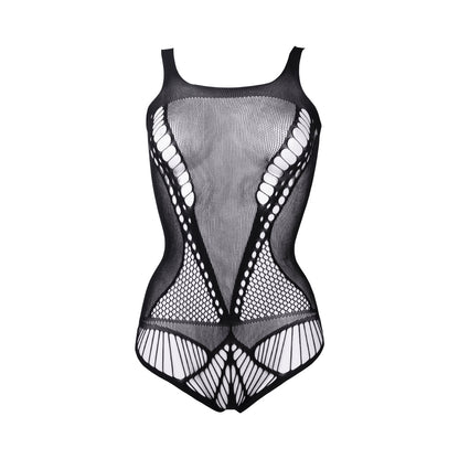 Le Desir Contrast Net Teddy – Stretchy Black Lingerie with Opaque Sides