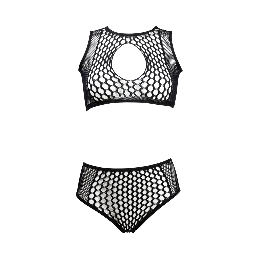 Le Desir Duo Key Hole Bra Set – Black – Two-Piece Set with Crop Top and High-Waisted Bottoms