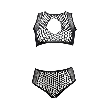 Le Desir Duo Key Hole Bra Set – Black – Two-Piece Set with Crop Top and High-Waisted Bottoms