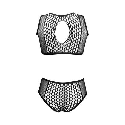 Le Desir Duo Key Hole Bra Set – Black – Two-Piece Set with Crop Top and High-Waisted Bottoms