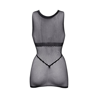 Le Desir Duo Open Cup Mini Dress – Black – High Neck with Fishnet and Opaque Detail