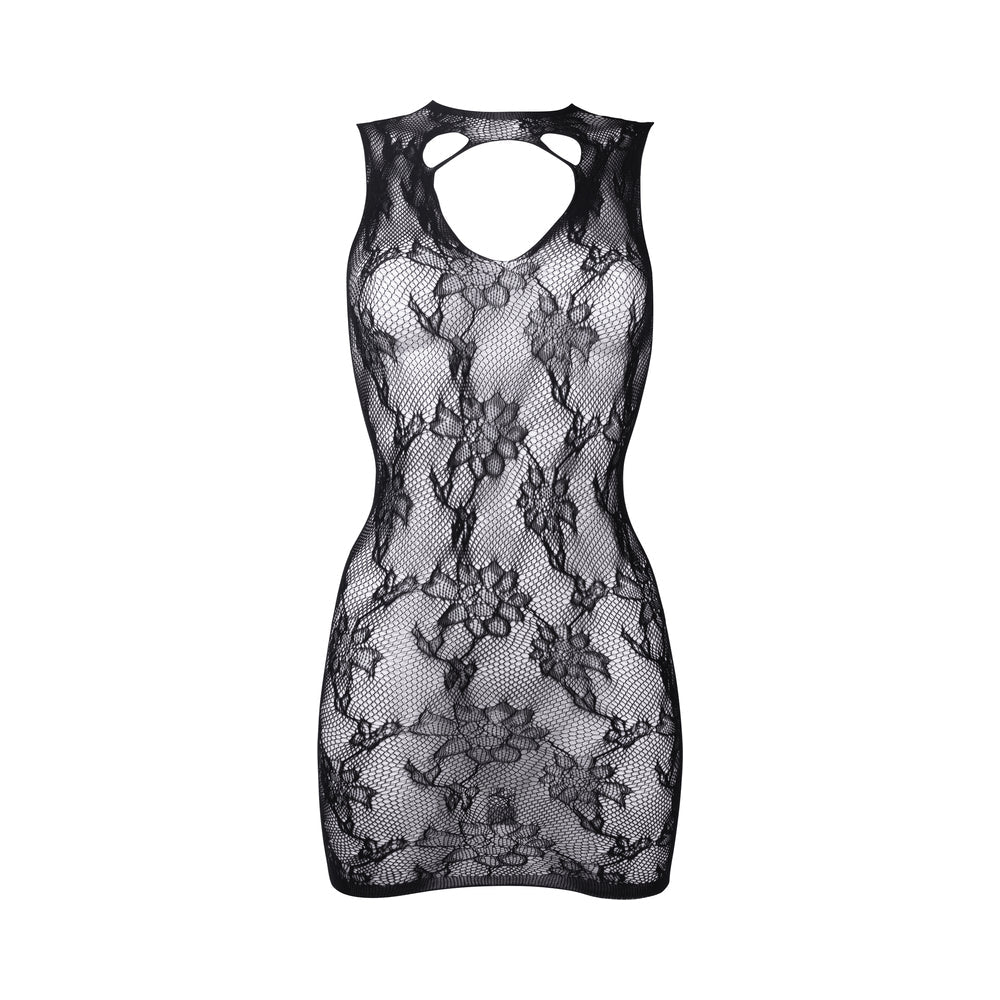 Le Desir High Neck Lace Mini Dress – Black – Stretch Fabric