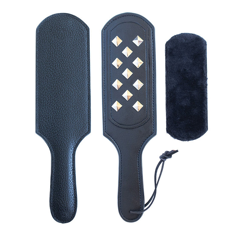 KinkLab Panamorphic 3-in-1 Paddle – Black – Faux Leather and Faux Fur
