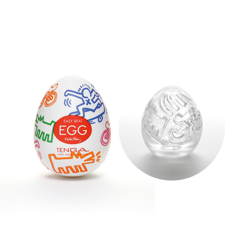 Tenga Keith Haring Egg - Street - Stretchable Disposable Sleeve - Clear